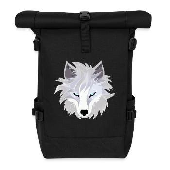 Wolf - Illustration - Rolltop Rucksack - Schwarz - Vorne