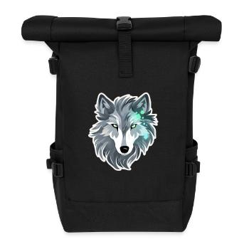 Wolf - Illustration - Rolltop Rucksack - Schwarz - Vorne