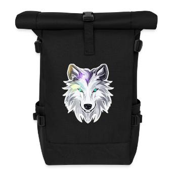 Wolf - Illustration - Rolltop Rucksack - Schwarz - Vorne