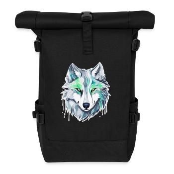 Wolf - Illustration - Rolltop Rucksack - Schwarz - Vorne