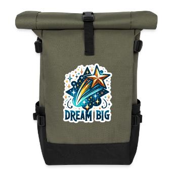 Dream Big - Sternschnuppe Illustration - Rolltop Rucksack - Olive/Schwarz - Vorne