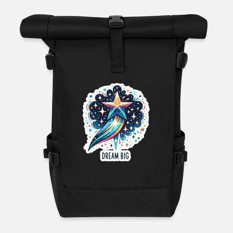 Dream Big - Sternschnuppe Illustration - Rolltop Rucksack - Schwarz