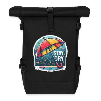 Stay Dry - Umbrella Illustration - Roll Top Backpack - black - Front