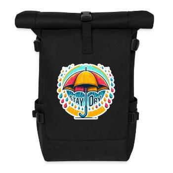 Stay Dry - Umbrella Illustration - Roll Top Backpack - black - Front