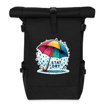 Stay Dry - Umbrella Illustration - Roll Top Backpack - black - Front