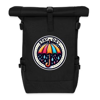 Stay Dry - Umbrella Illustration - Roll Top Backpack - black - Front