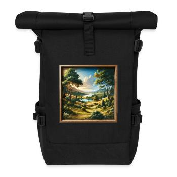Landscape - Illustration - Roll Top Backpack - black - Front