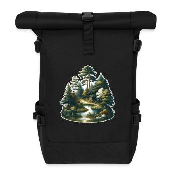 Landscape - Illustration - Roll Top Backpack - black - Front