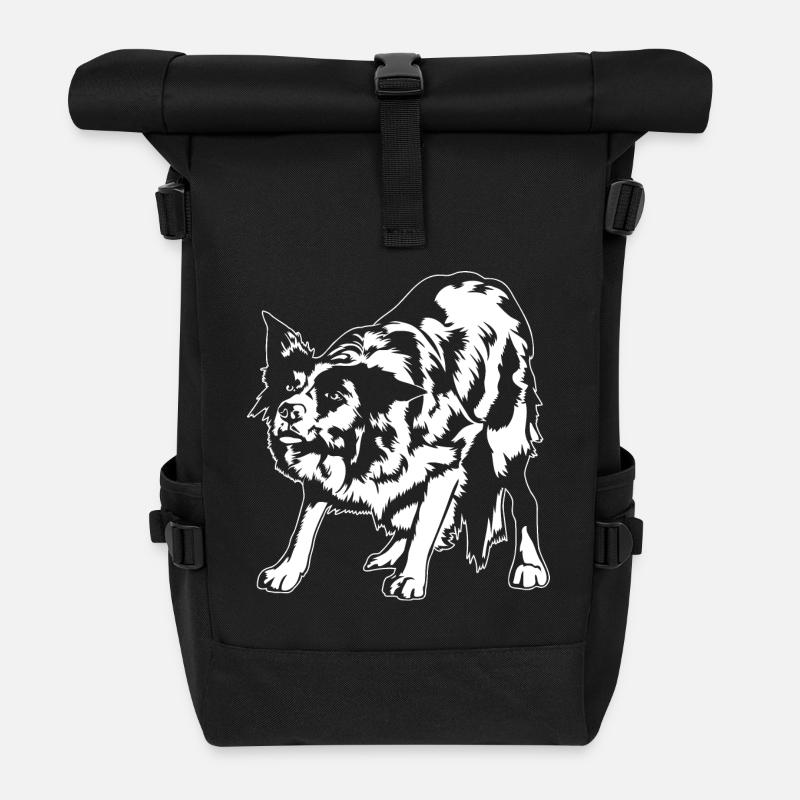 Border Collie Portrait Hunde Hütehunde Wilsigns - Rolltop Rucksack - Schwarz