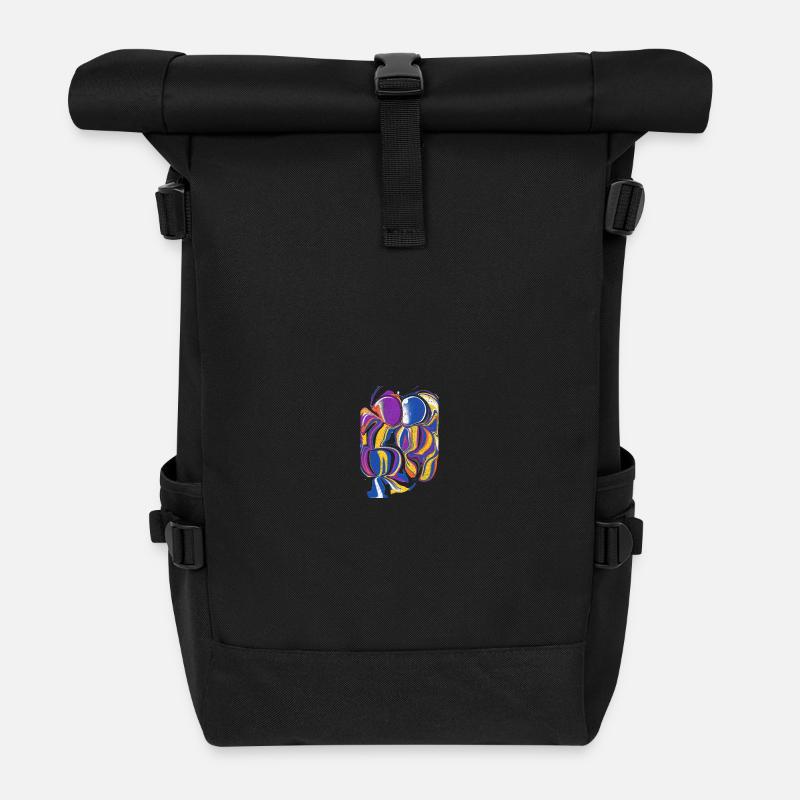Abstract Color Crab - Roll Top Backpack - black