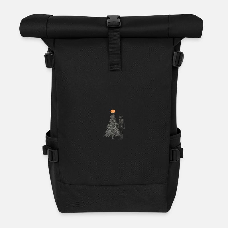 skeleton next to christmas tree - Rolltop Rucksack - Schwarz