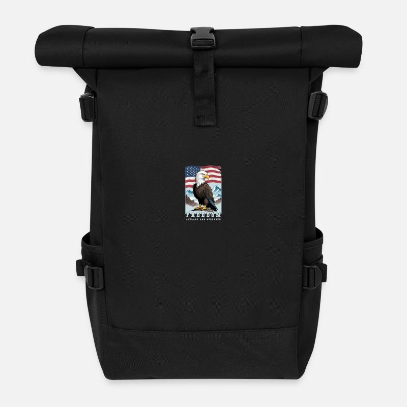 Weißkopfseeadler - Rolltop Rucksack - Schwarz