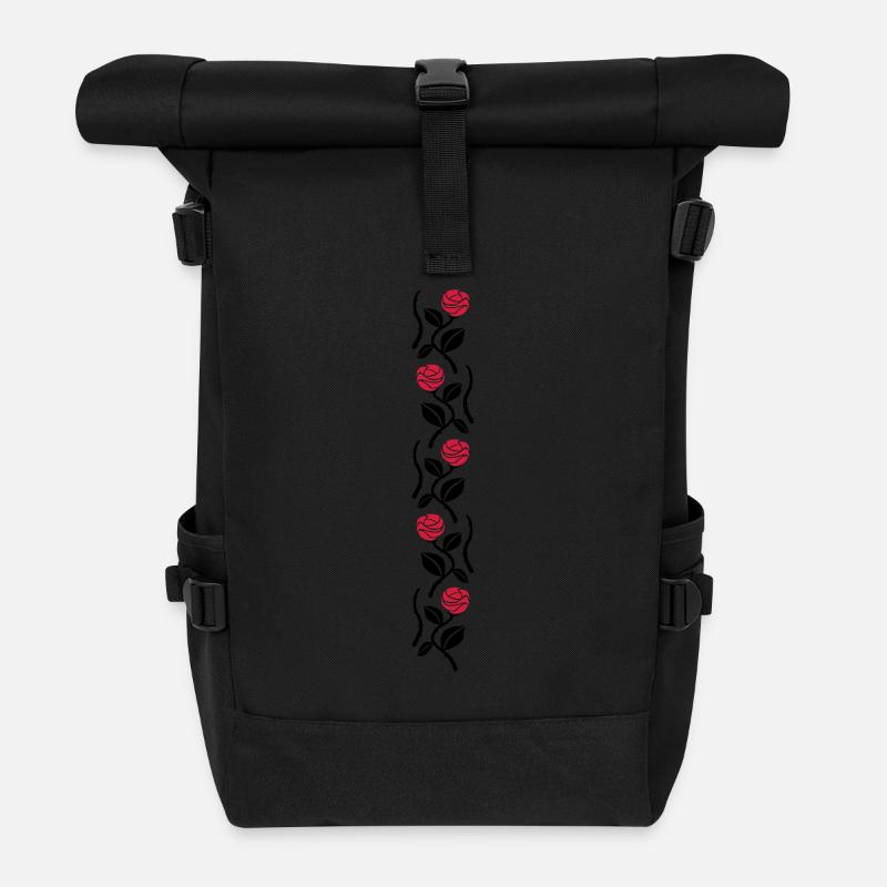 roses II - Roll Top Backpack - black