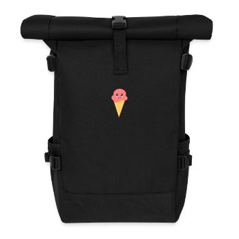 Eis Eiscreme Erdbeereis - Rolltop Rucksack - Schwarz - Vorne