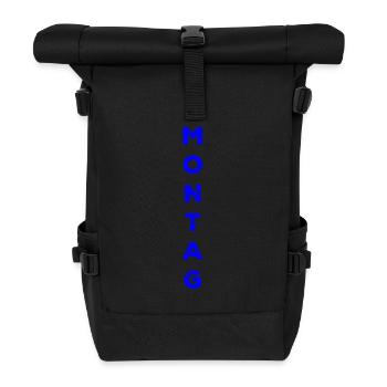 Montag - blau - Rolltop Rucksack - Schwarz - Vorne