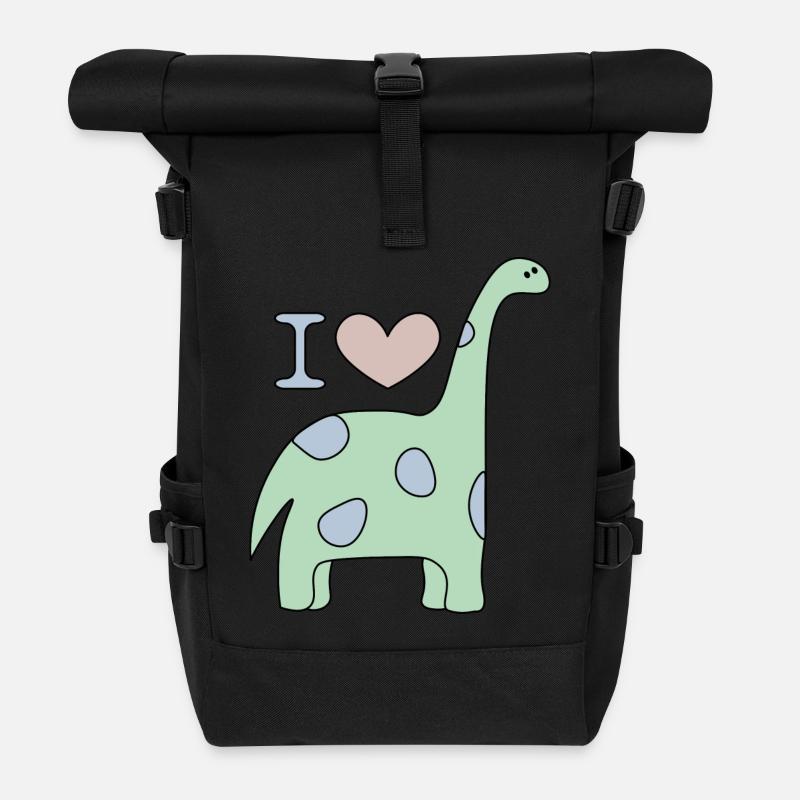 I Love Dino - Rolltop Rucksack - Schwarz
