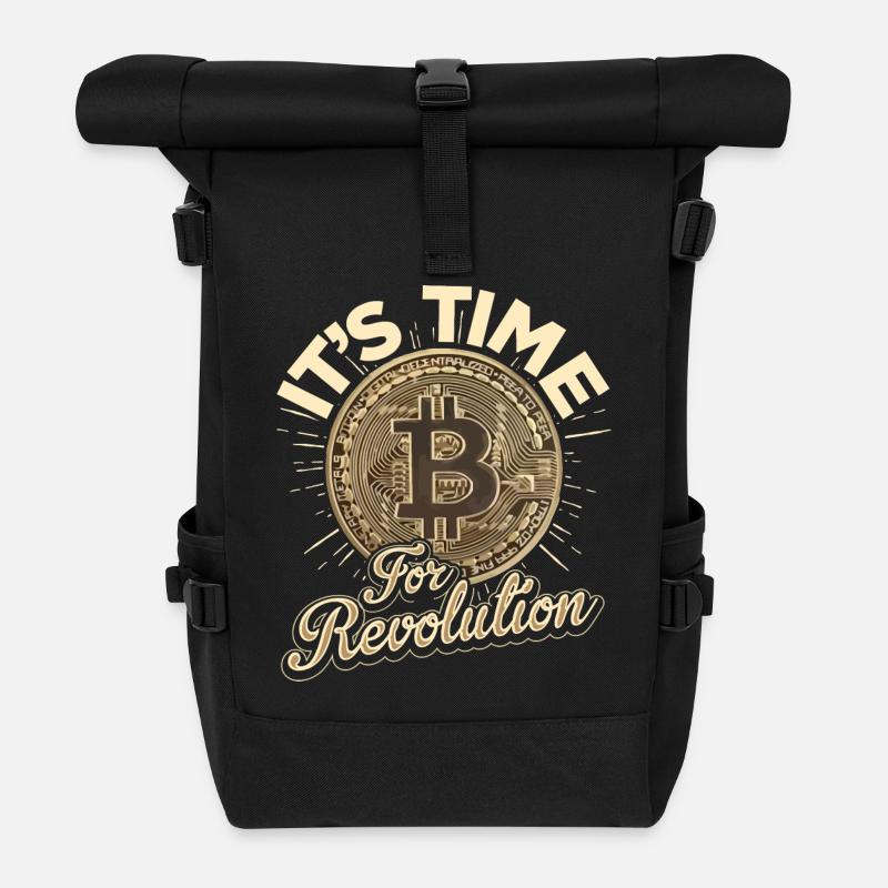 Bitcoin - Revolution - Rolltop Rucksack - Schwarz