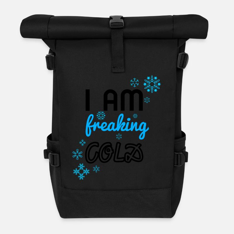 i am freaking cold - Roll Top Backpack - black