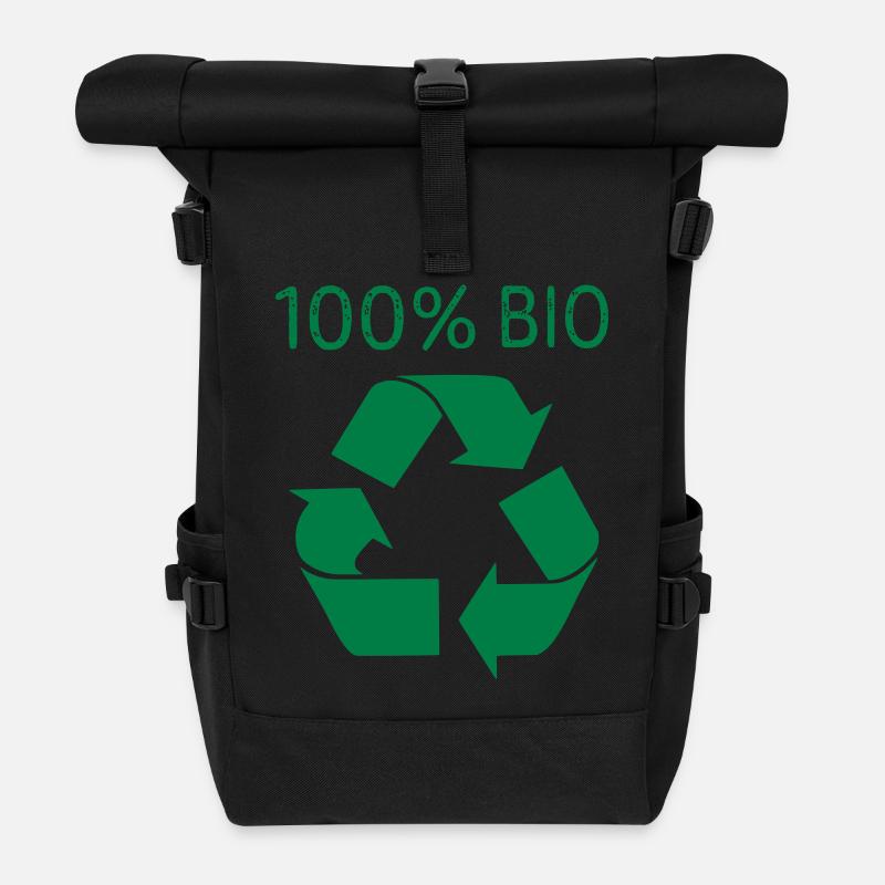 100% organic - Roll Top Backpack - black