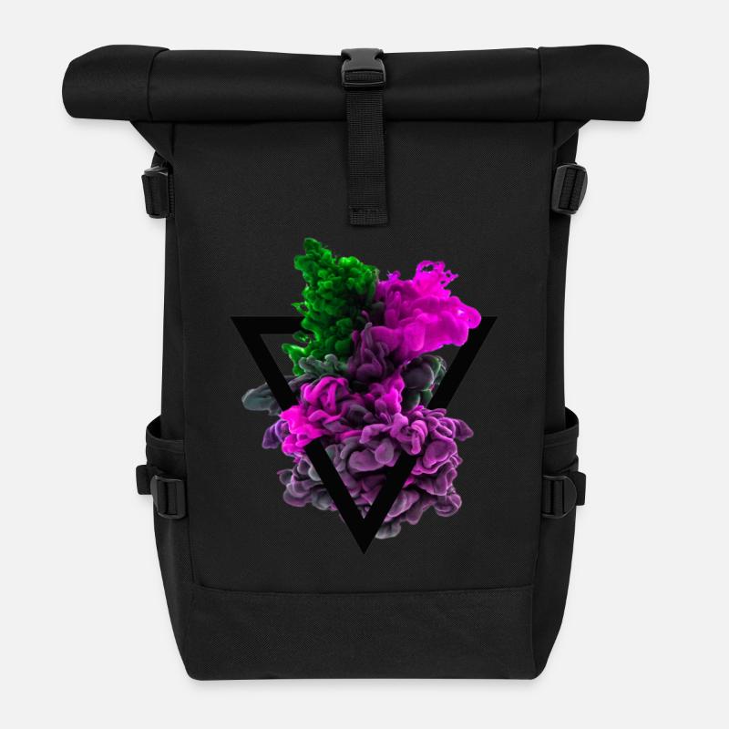 T-shirt couleur hipster Triangle coloré de couleur - Sac à dos roll top - noir