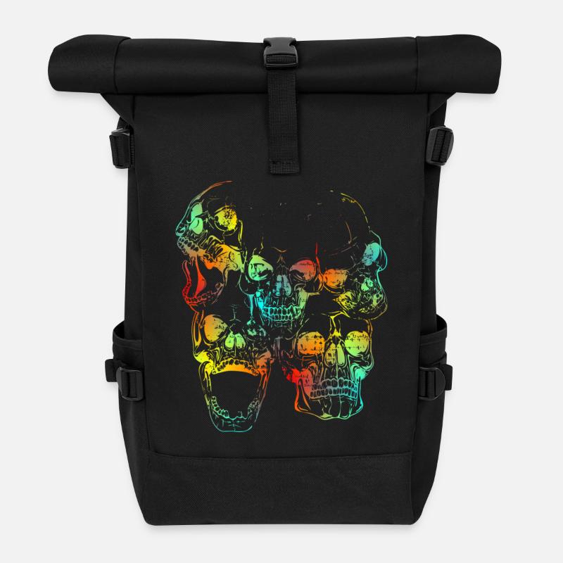Skulls - Rolltop Rucksack - Schwarz