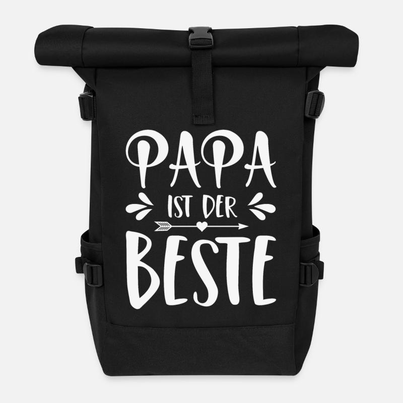Papa ist der Beste - Rolltop Rucksack - Schwarz