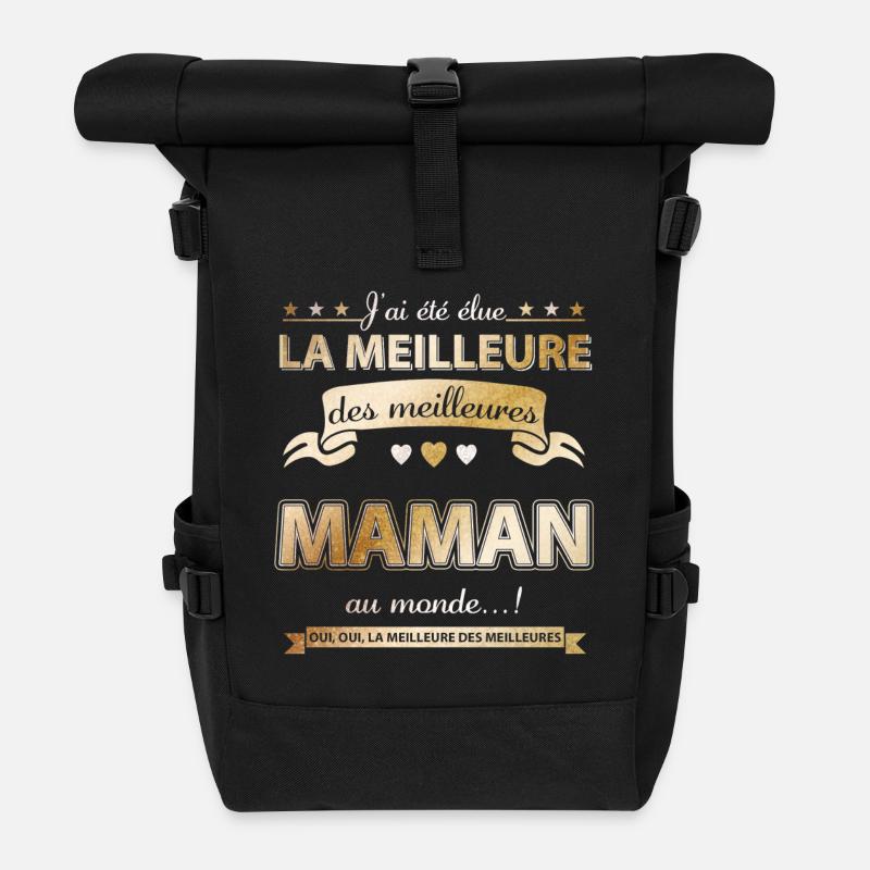elue meilleure maman - Sac à dos roll top - noir