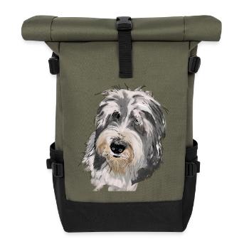 Bearded Collie - Rolltop Rucksack - Olive/Schwarz - Vorne
