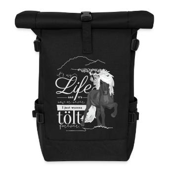 Rappwindfarben Isländer: It‘s my life - Rolltop Rucksack - Schwarz - Vorne