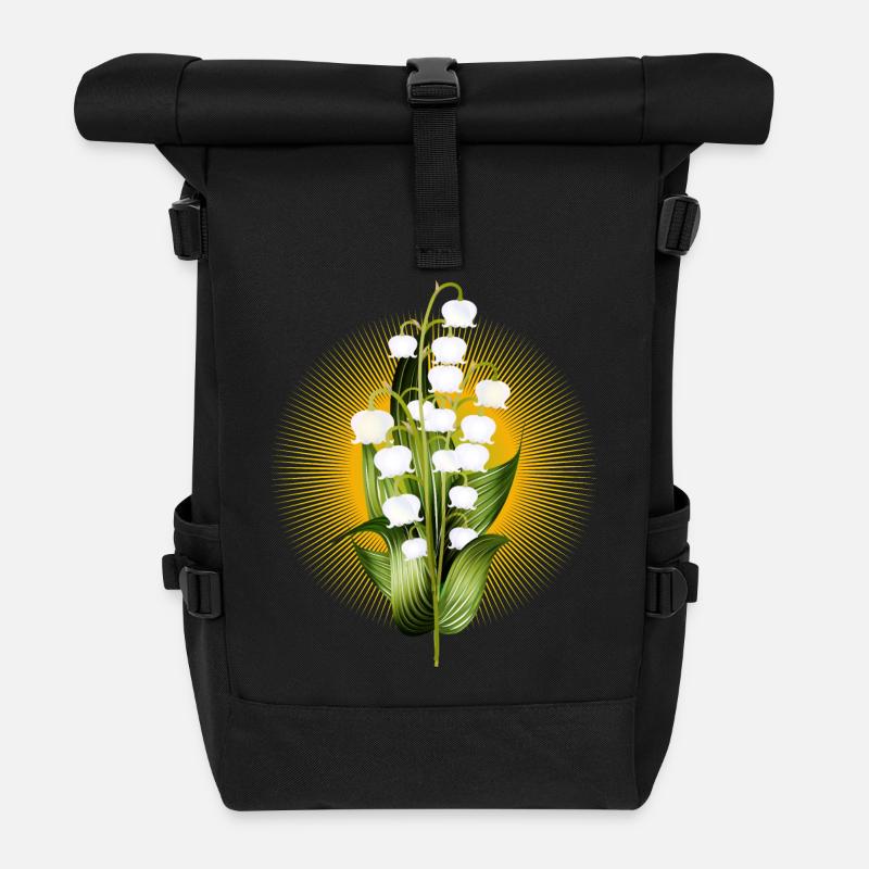 strahlender Maiglöckchen Strauß als Frühlingsgruß - Rolltop Rucksack - Schwarz