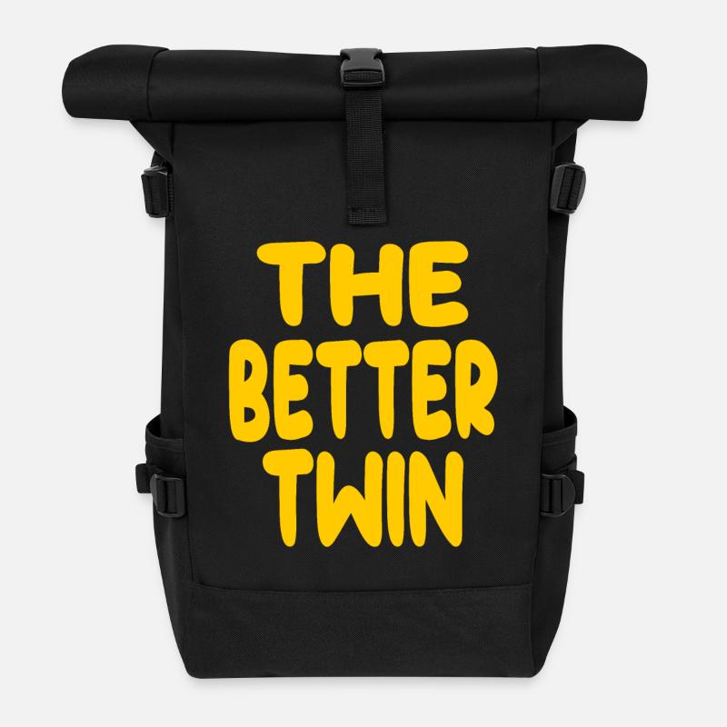 I'm The Better Looking Twin - Roll Top Backpack - black