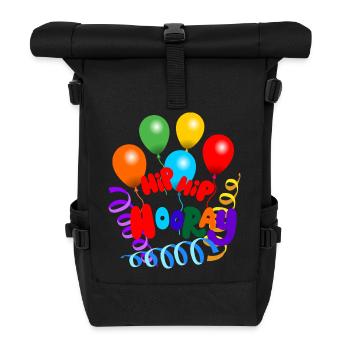 Hippe hippe Hurra-Girlanden und Luftballons - Rolltop Rucksack - Schwarz - Vorne