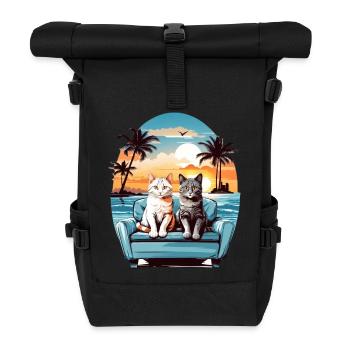 Katzen am Meer - Rolltop Rucksack - Schwarz - Vorne