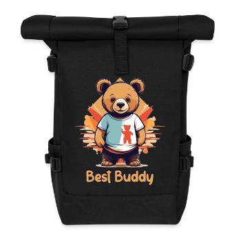 Teddybär mein bester Kumpel - Rolltop Rucksack - Schwarz - Vorne