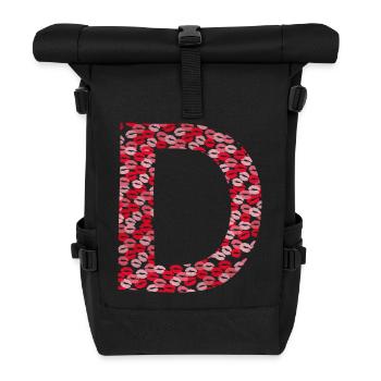 Lettre D - kiss tee shirt - Sac à dos roll top - noir - Devant