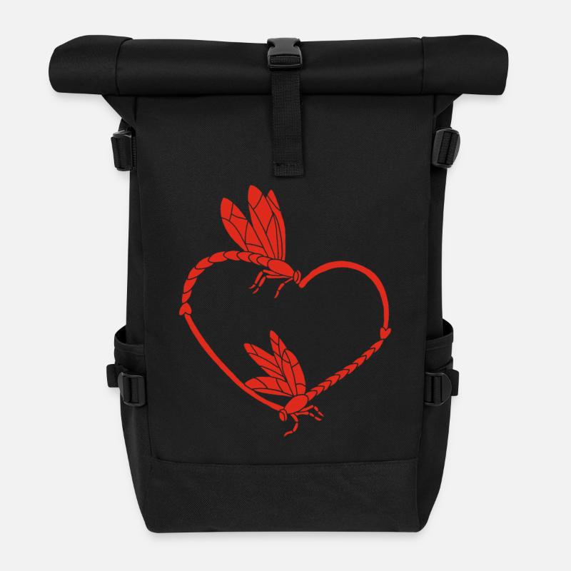 insectes amoureux (rouge) - Sac à dos roll top - noir