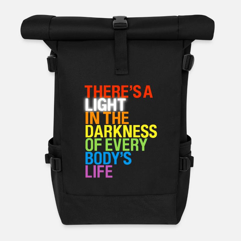 There's a light / Es gibt ein Licht in Dunkeln - Rolltop Rucksack - Schwarz