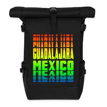 Guadalajara Mexiko Regenbogen Design - Rolltop Rucksack - Schwarz - Vorne