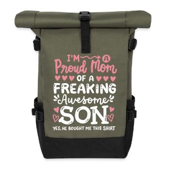 Stolze Mutter Sohn Muttertag - Rolltop Rucksack - Olive/Schwarz - Vorne