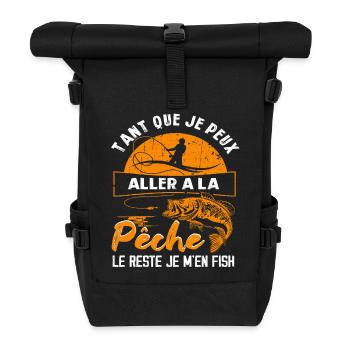 Tant que je peux aller a la pèche le reste pêche - Sac à dos roll top - noir - Devant