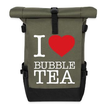 J’ADORE LE THÉ À BULLES - Sac à dos roll top - olive/noir - Devant