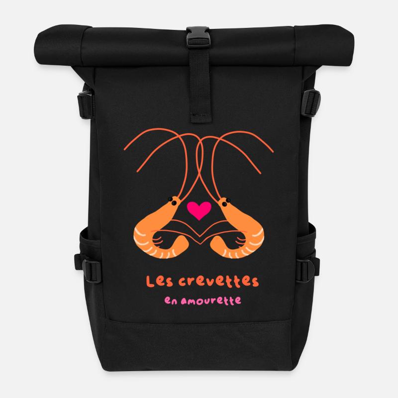 Shrimps in love - Roll Top Backpack - black