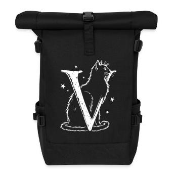 Lettre V avec chat - Sac à dos roll top - noir - Devant