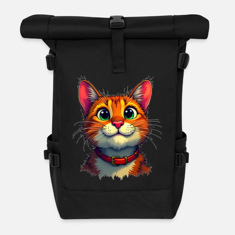 Chat mignon - Sac à dos roll top - noir