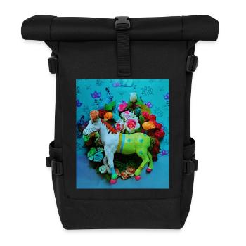 Colorful Carnival Horse - Roll Top Backpack - black - Front