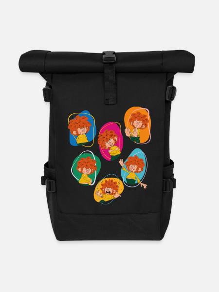 Pumuckl Zeigt Verschiedene Emotionen - Rolltop Rucksack - Schwarz