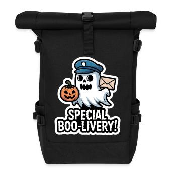 Postman Boo – Spooky Cute Halloween Ghost Delivery - Rolltop Rucksack - Schwarz - Vorne