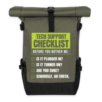 Liste d’humour du support technique pour les problèmes du quotidien - Sac à dos roll top - olive/noir - Devant