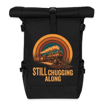 Retro-Dampflokomotiv-Railfan - Rolltop Rucksack - Schwarz - Vorne