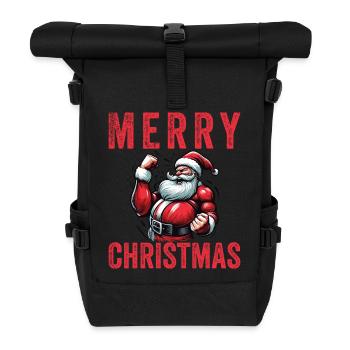 Frohe Weihnachten, Weihnachtsmann für das Turnen - Rolltop Rucksack - Schwarz - Vorne